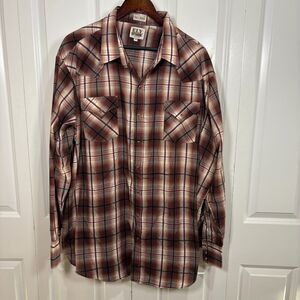 Ely Cattleman 3XLT Tall Pearl Snap Western Shirt Plaid Cowboy Rodeo Ranch